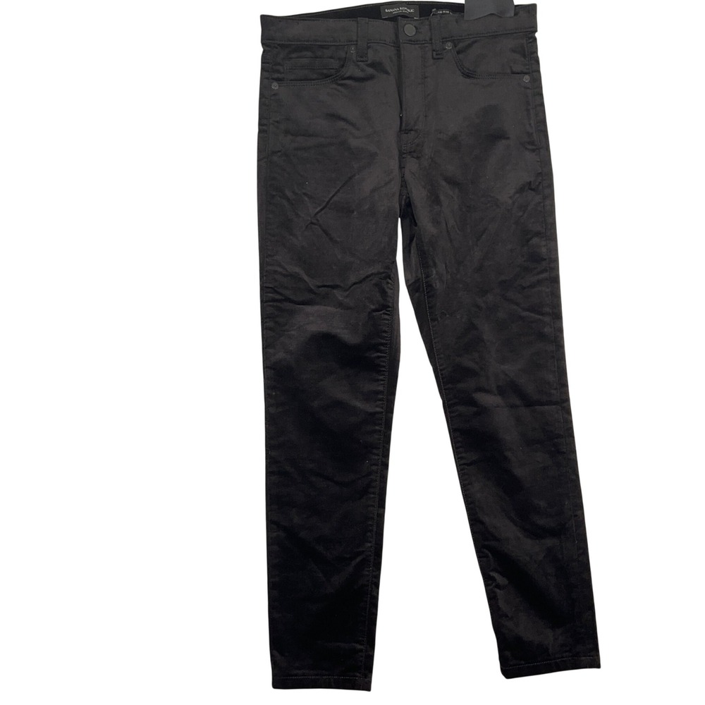 Banana Republic Jeans Womens 27P Black Velvet‎ Skinny Ankle Premium Denim NWT